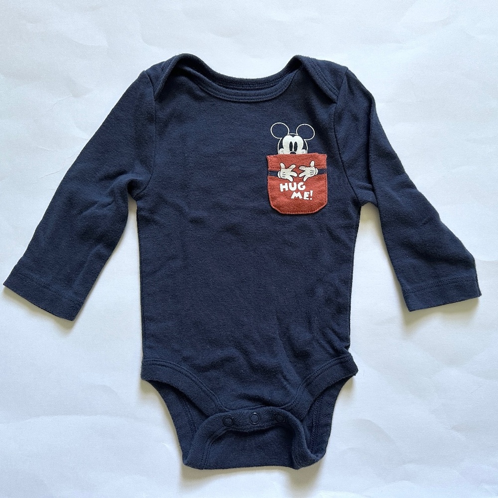 Like New Disney Mickey Mouse Onesie Navy Blue Size 3M Long Sleeve